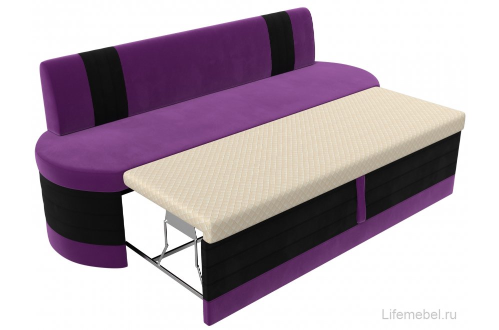 Кухонный диван Токио микровельвет фиолетовый / черный