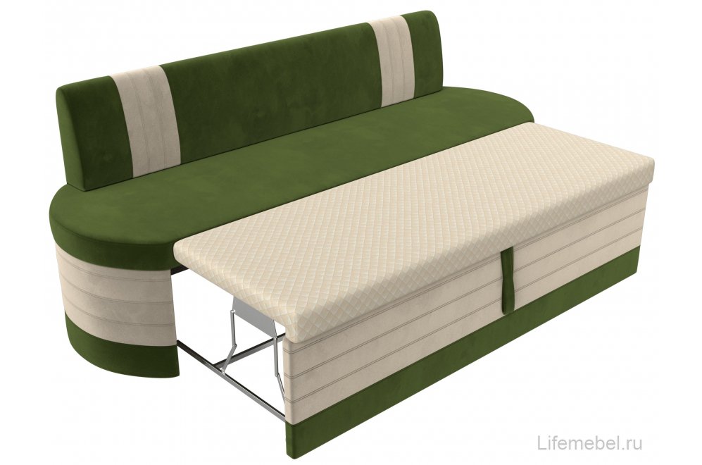 Кухонный диван Токио микровельвет зеленый / бежевый