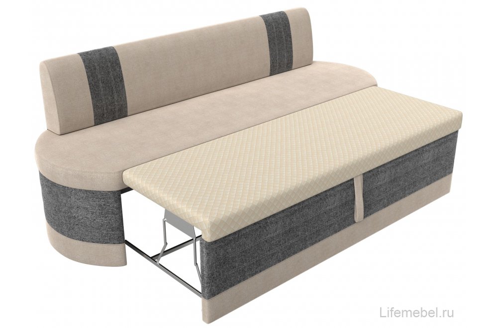 Кухонный диван Токио рогожка бежевая/ серая