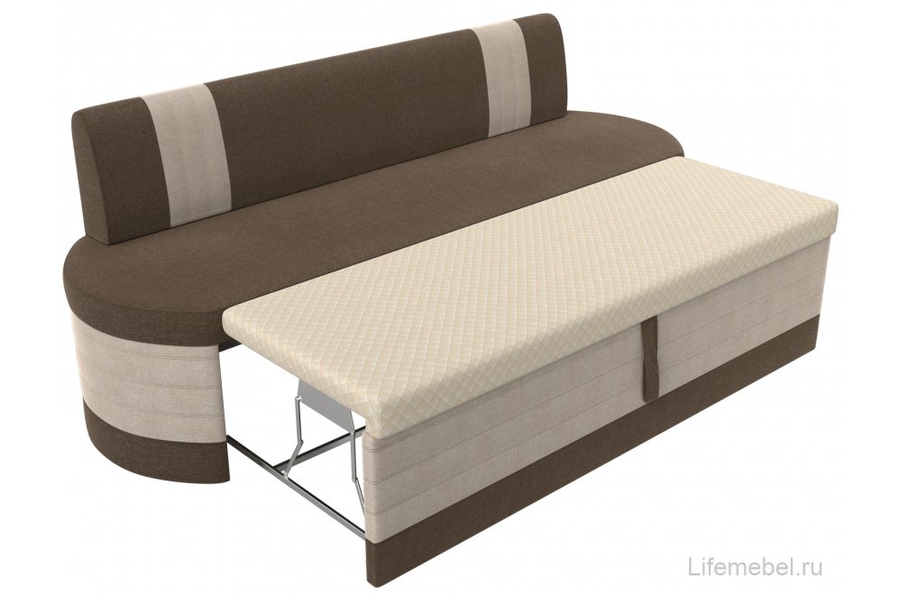 Кухонный диван Токио рогожка коричневая / бежевая