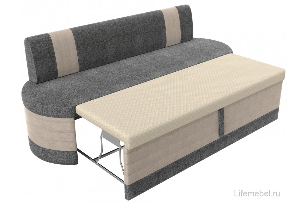 Кухонный диван Токио рогожка серая / бежевая