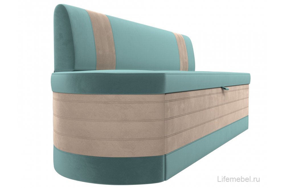 Кухонный диван Токио велюр бирюзовый / бежевый