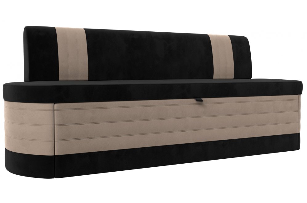 Кухонный диван Токио велюр черный / бежевый