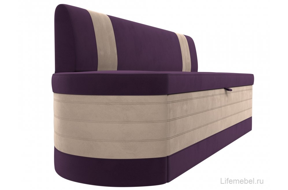 Кухонный диван Токио велюр фиолетовый / бежевый