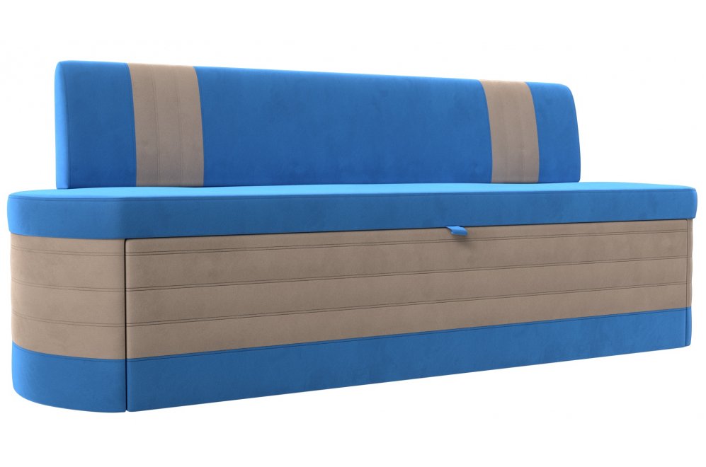 Кухонный диван Токио велюр голубой / бежевый