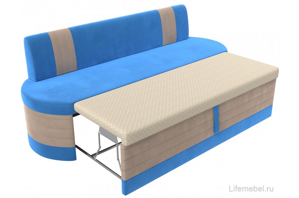 Кухонный диван Токио велюр голубой / бежевый