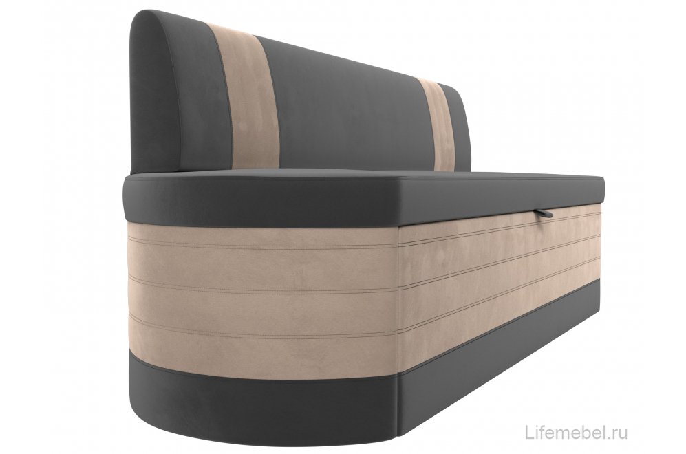 Кухонный диван Токио велюр серый / бежевый