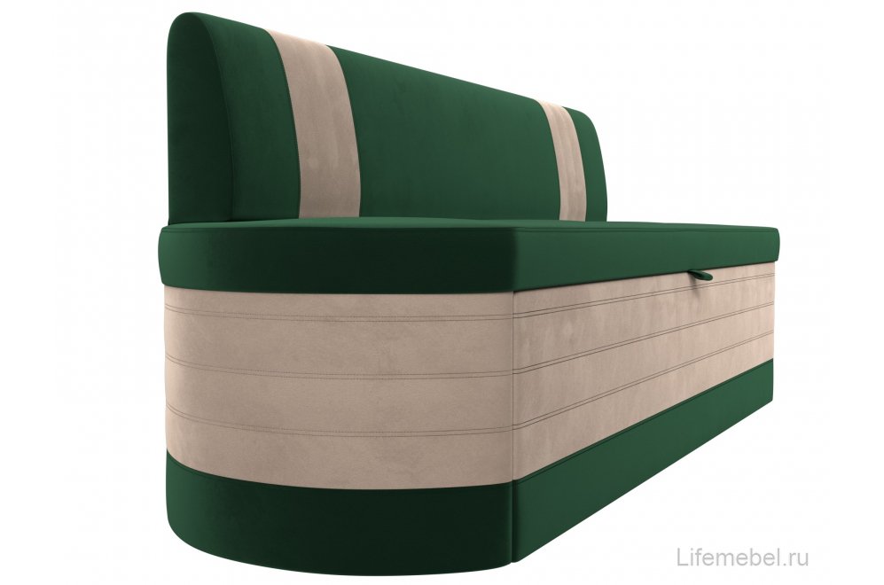 Кухонный диван Токио велюр зеленый / бежевый