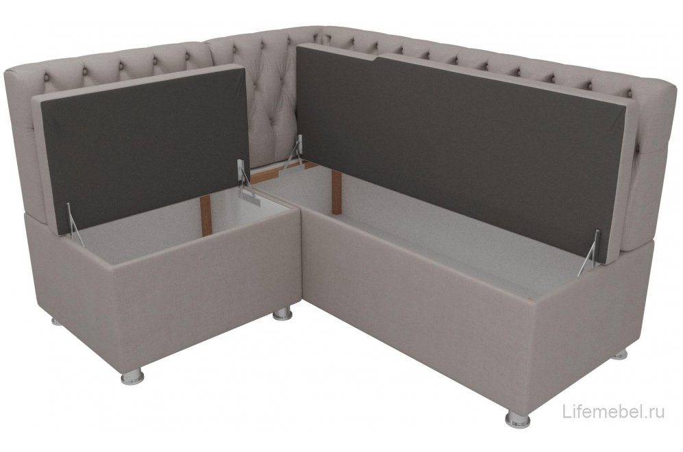 Кухонный диван угловой Монте-М левый рогожка бежевая