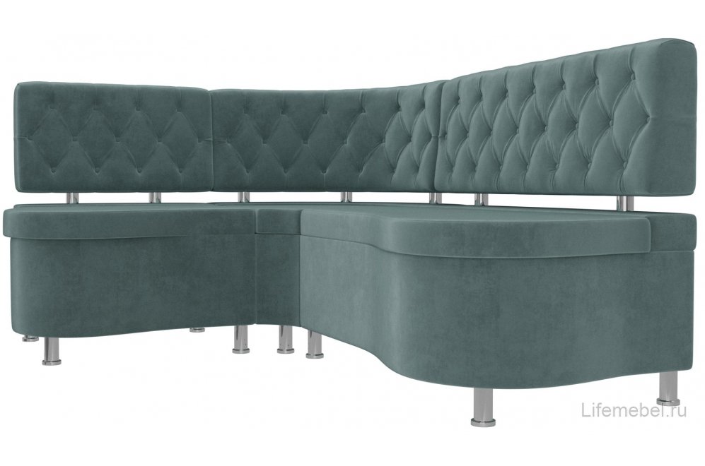 Кухонный диван Вегас левый велюр бирюза