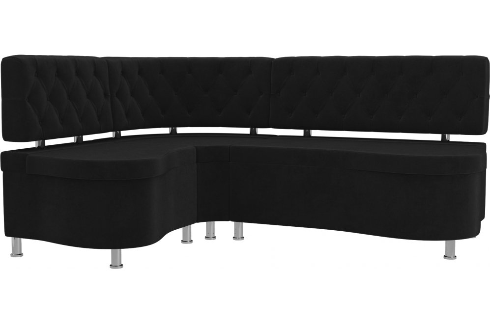 Кухонный диван Вегас левый велюр черный
