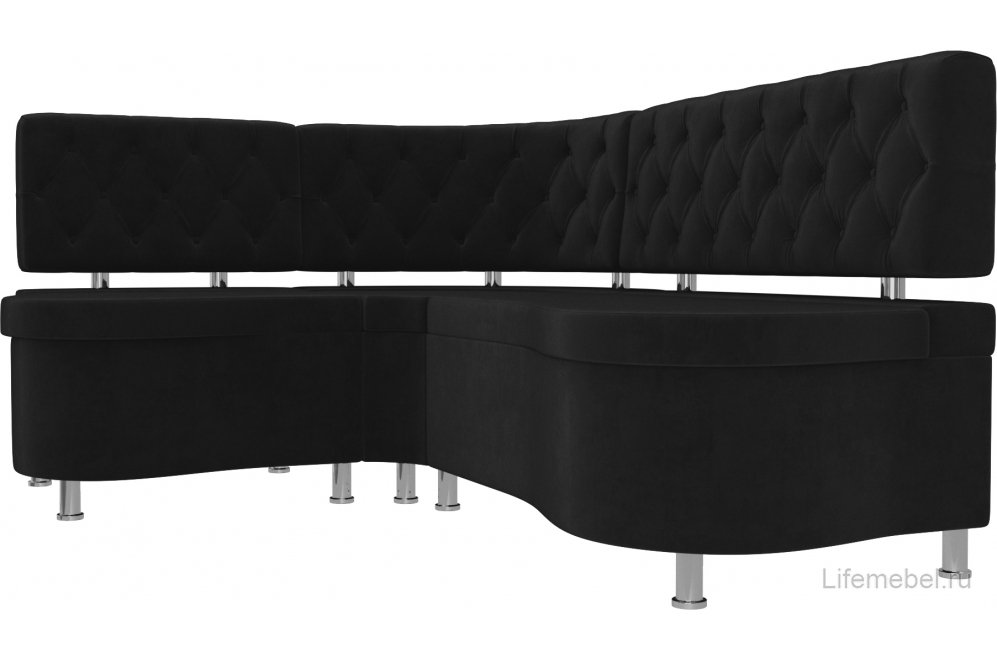 Кухонный диван Вегас левый велюр черный