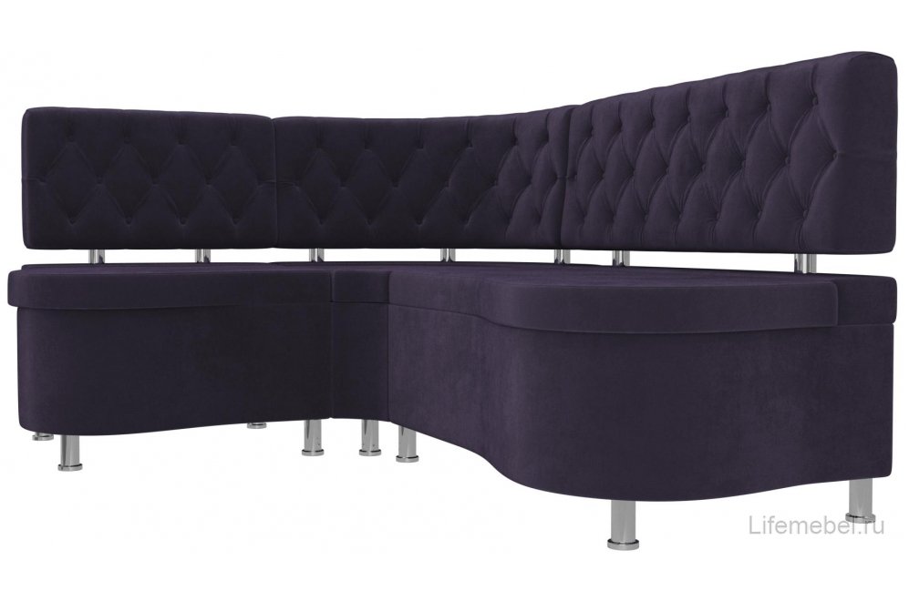 Кухонный диван Вегас левый велюр фиолетовый