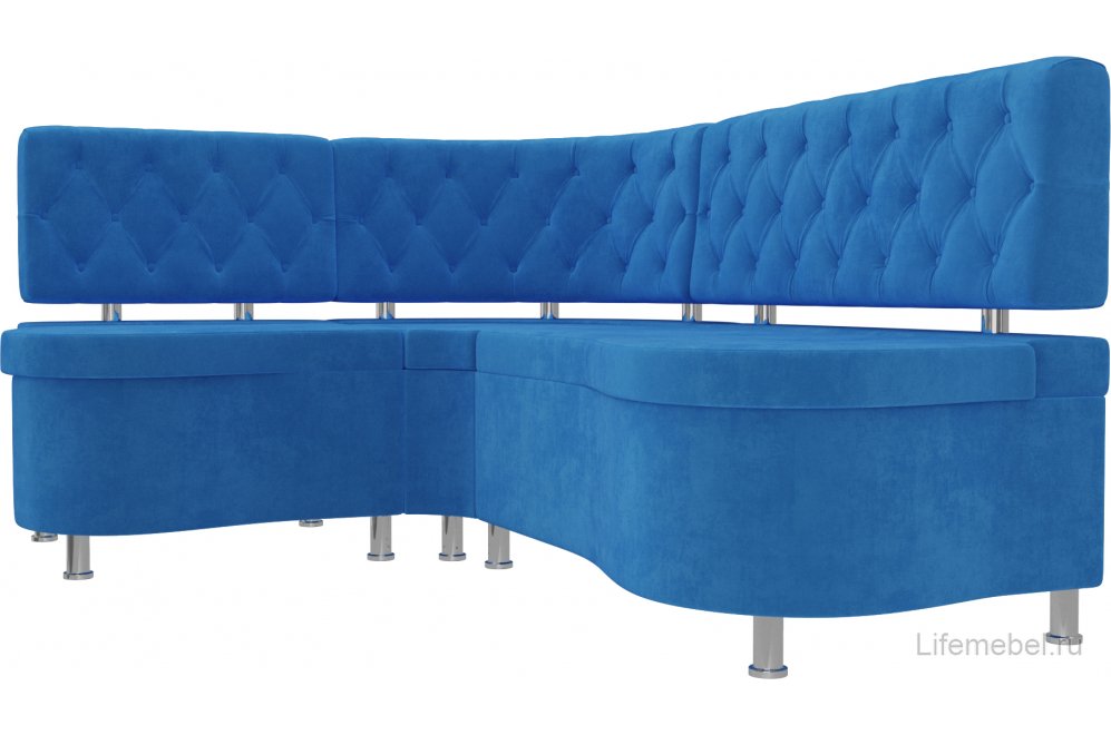 Кухонный диван Вегас левый велюр голубой