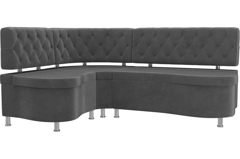 Кухонный диван Вегас левый велюр серый