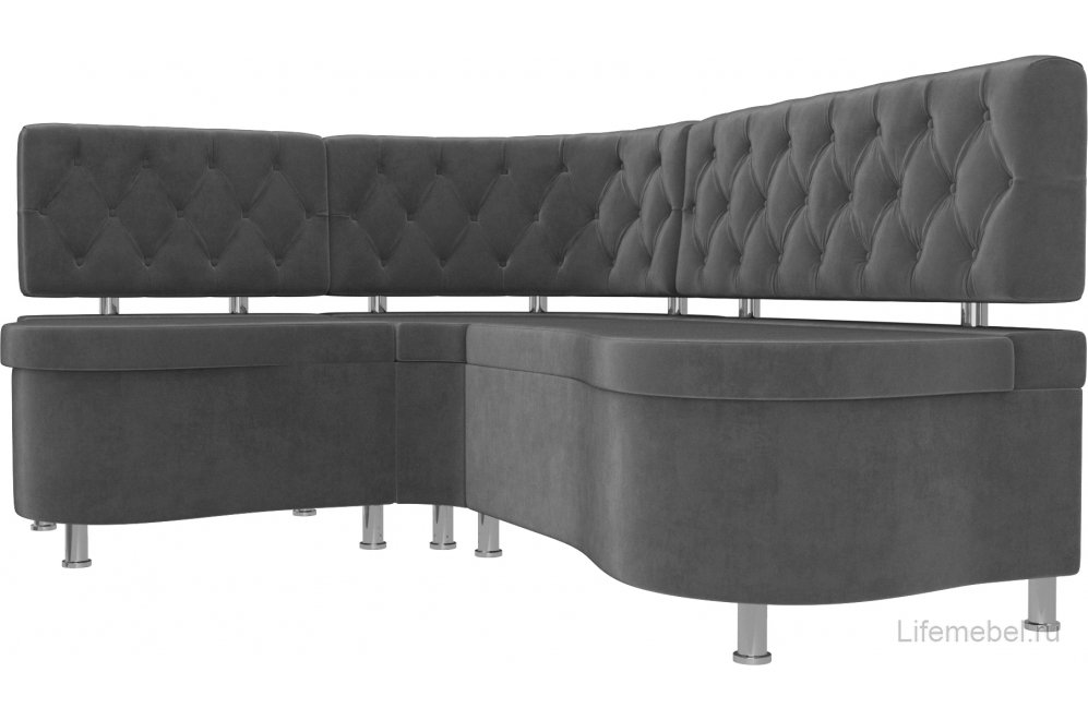 Кухонный диван Вегас левый велюр серый