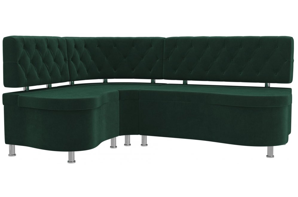 Кухонный диван Вегас левый велюр зеленый