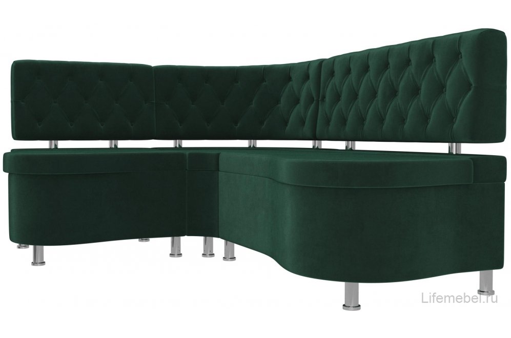 Кухонный диван Вегас левый велюр зеленый