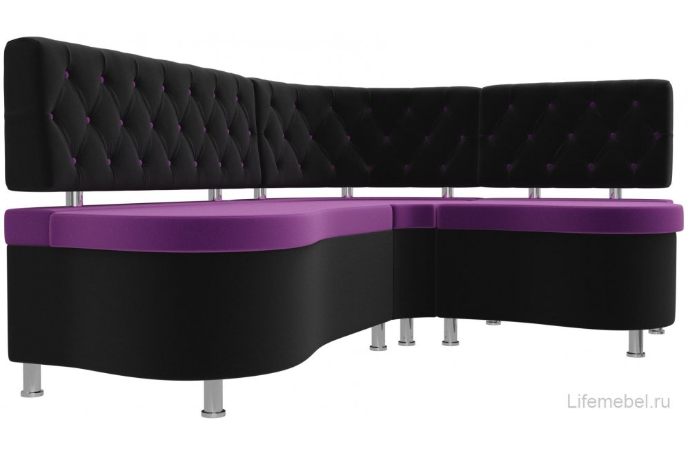 Кухонный диван Вегас правый микровельвет черный