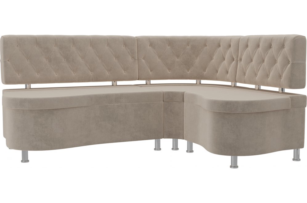 Кухонный диван Вегас правый велюр бежевый