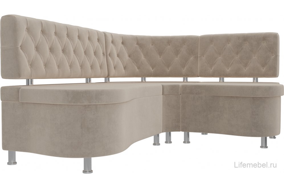 Кухонный диван Вегас правый велюр бежевый