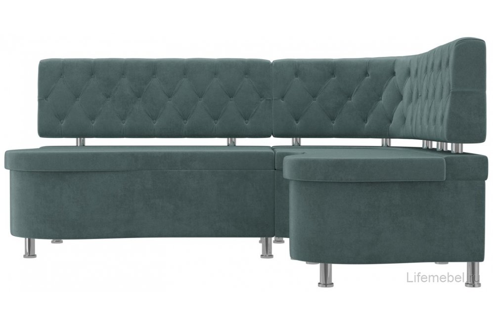 Кухонный диван Вегас правый велюр бирюза