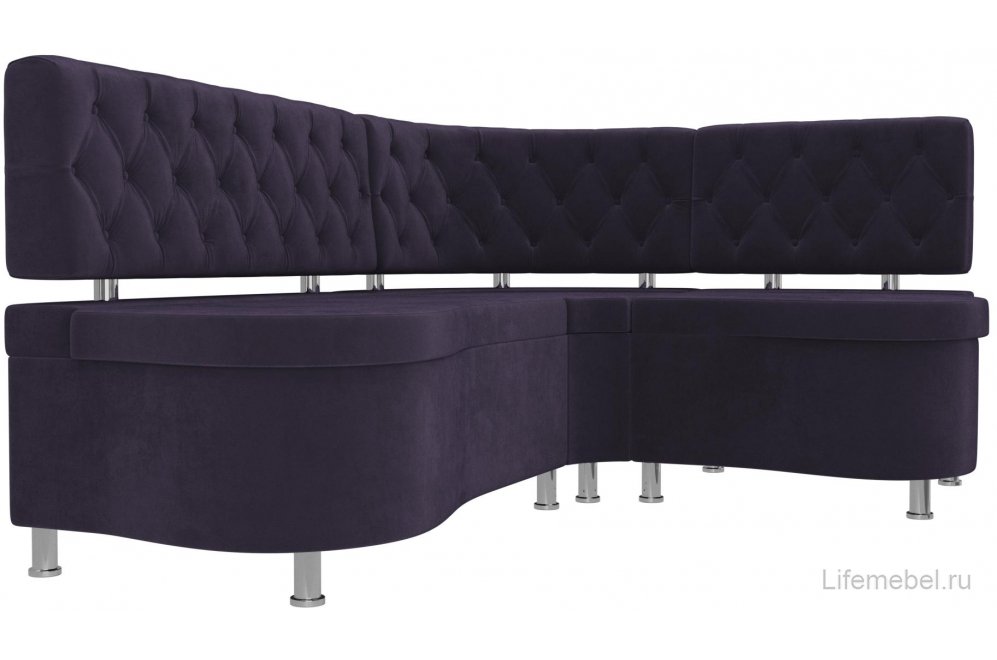 Кухонный диван Вегас правый велюр фиолетовый