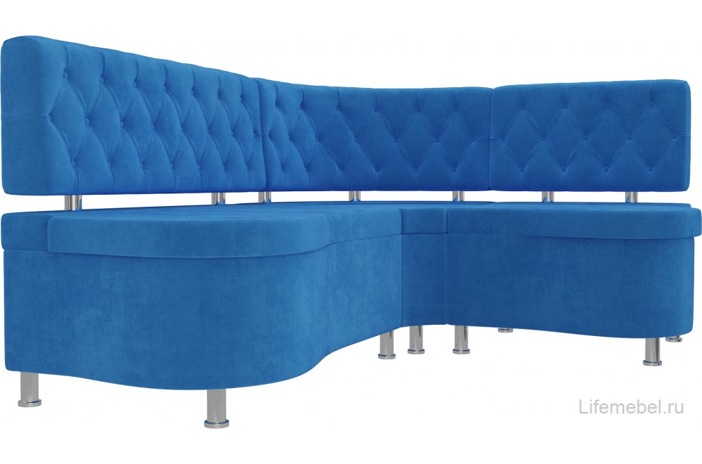 Кухонный диван Вегас правый велюр голубой