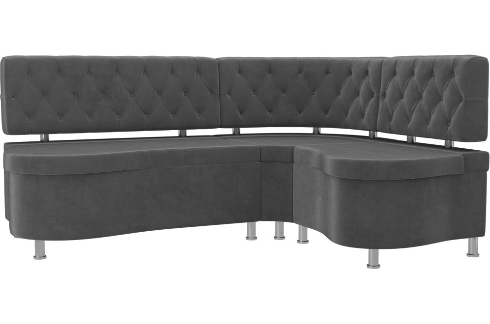 Кухонный диван Вегас правый велюр серый