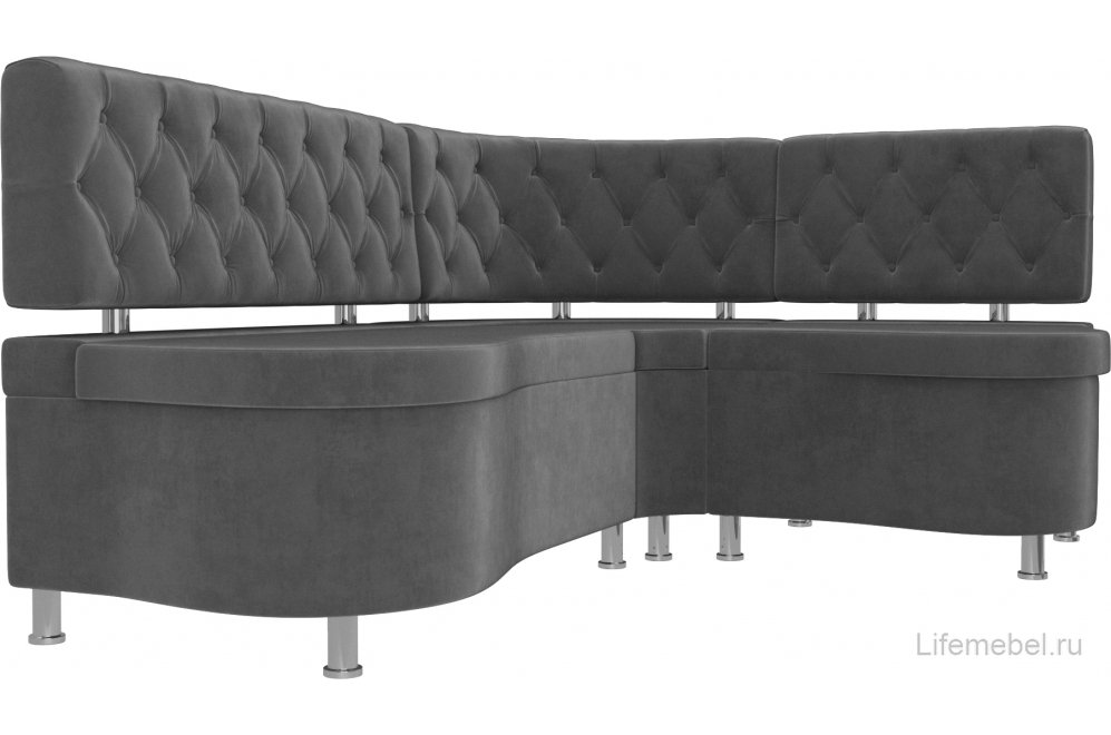 Кухонный диван Вегас правый велюр серый