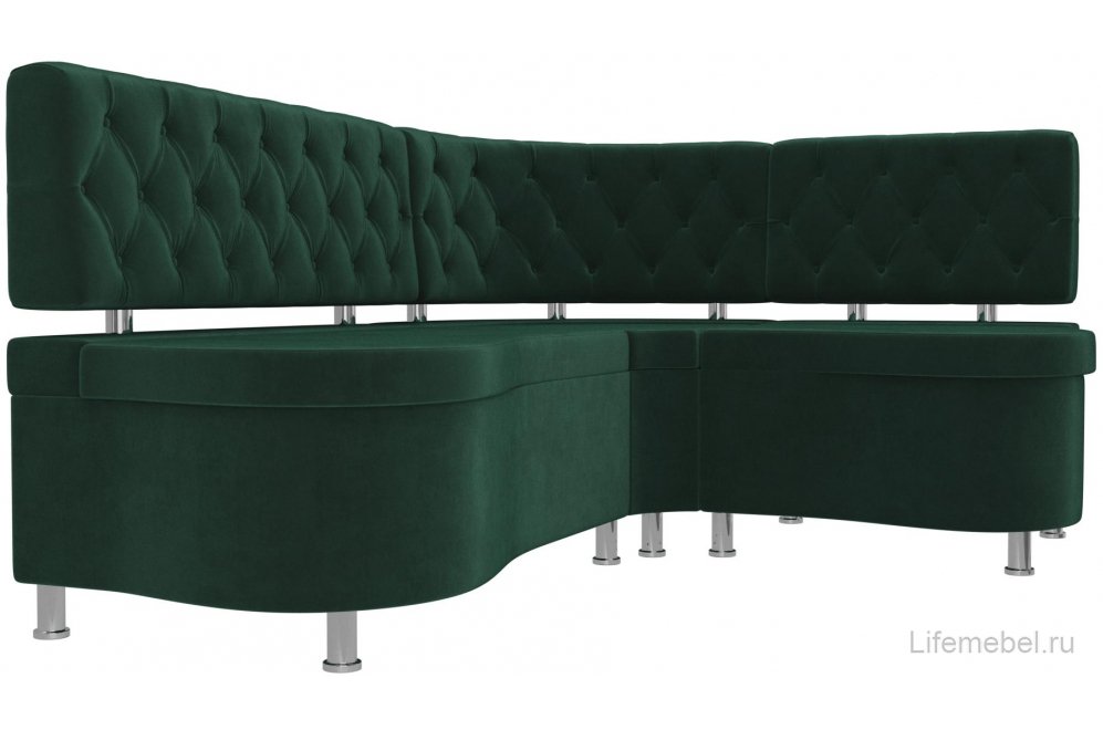Кухонный диван Вегас правый велюр зеленый