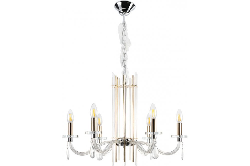 Люстра AURELIO SP6 GOLD+CHROME/TRANSPARENT