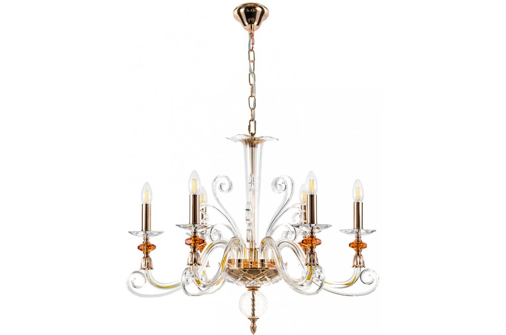 Люстра CATARINA SP6 V2 GOLD/TRANSPARENT-COGNAC