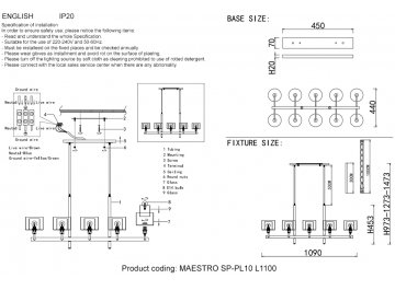 Люстра MAESTRO SP-PL10 L1100 CHROME