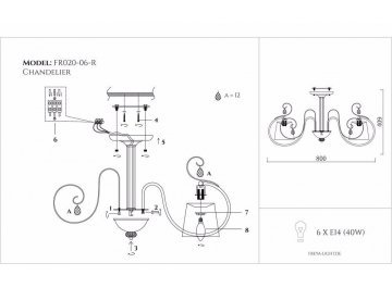 Люстра Simone FR2020-PL-06-BZ