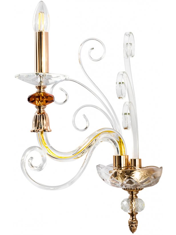 Бра CATARINA AP1 V2 GOLD/TRANSPARENT-COGNAC
