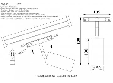 Магнитный трековый светильник CLT 0.33 003 12W BL 3000K