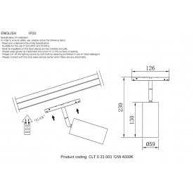 Магнитный трековый светильник CLT 0.33 003 12W WH 4000K