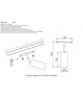 Магнитный трековый светильник CLT 0.33 003 12W WH 4000K