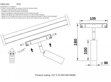 Магнитный трековый светильник CLT 0.33 003 6W WH 4000К