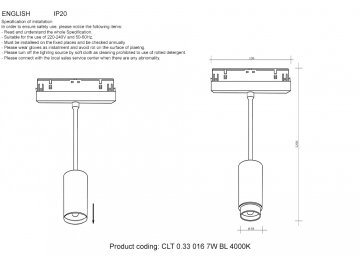 Магнитный трековый светильник CLT 0.33 016 7W BL 4000K