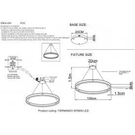 Подвесной светильник FERNANDO SP88W LED BLACK/GOLD