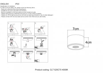Потолочный светильник CLT 525C70 BL 4000K