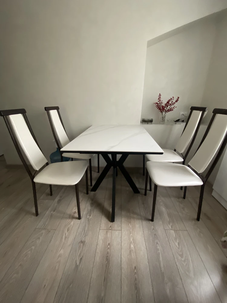 Керамический стол Гардинг 100(130)x70 белый мрамор / черный фото покупателя 3