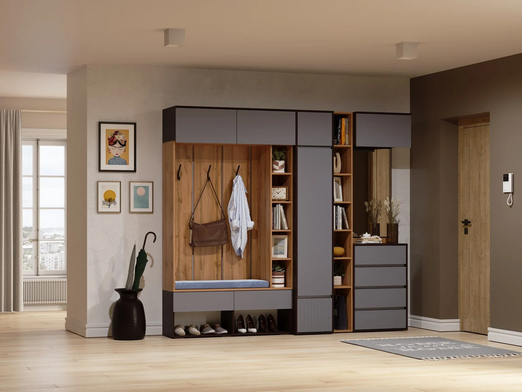 Навесной шкаф Роут венге / графит софт