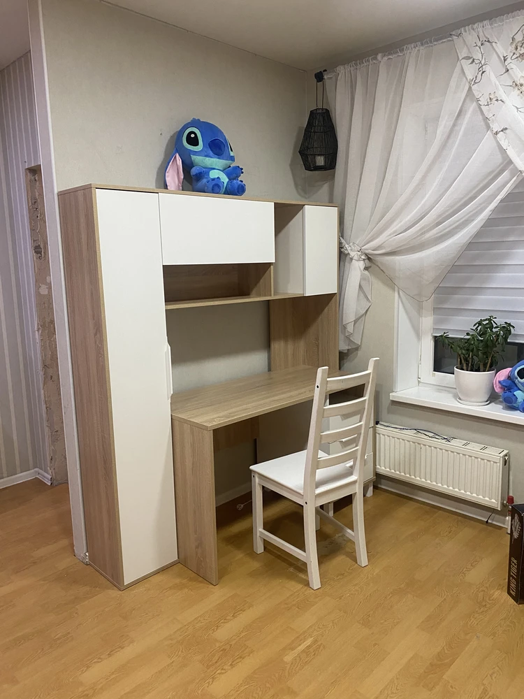 Письменный стол Комфорт 12.95 N дуб сонома / белый PE шагрень фото покупателя 16