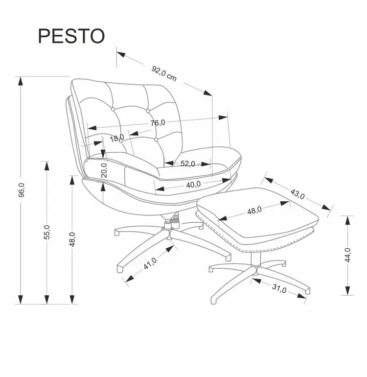 Кресло Pesto серое