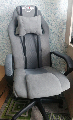 Компьютерное кресло Driver/Драйвер кожзам черный / ткань синий фото покупателя 24