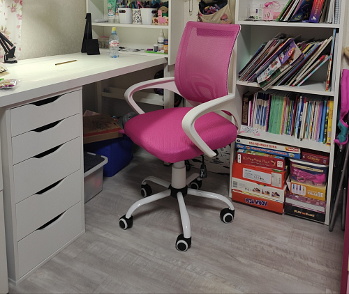 Компьютерное кресло Ergoplus белое / розовое фото покупателя 5