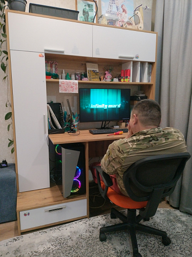 Письменный стол Лайт 03.243 дуб золотой (craft) / белый премиум фото покупателя 66